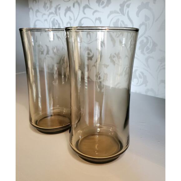 Vintage MCM Libbey Bolero Brown Smoke 12 oz Tumbler Drinking Glasses Set of 2 - Picture 3 of 7